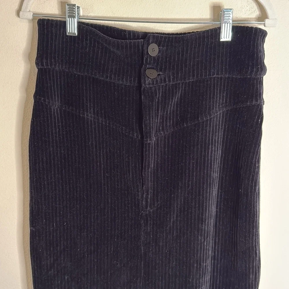 Free People Black Corduroy Midi Pencil Skirt Size Large Witchy Dark Academia